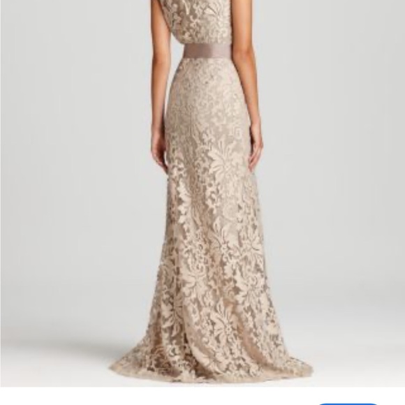 Tadashi Shoji One Shoulder Lace Dress in Cream - Picture 2 of 9